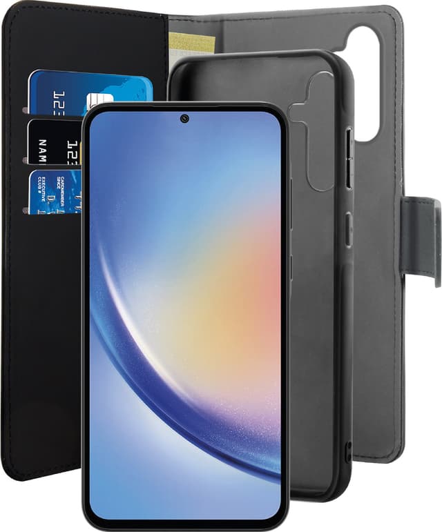 Puro 2in1 Samsung Galaxy A35 lompakkokotelo (musta)