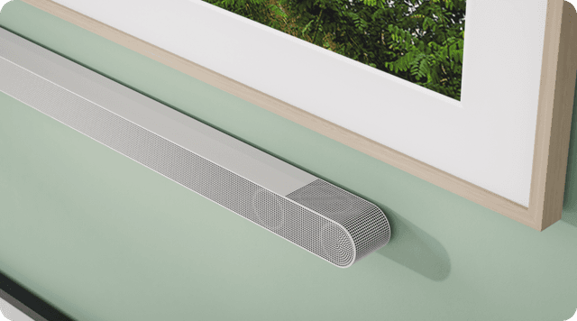 Samsung S-Series Soundbar festet  på vegg under The Frame 