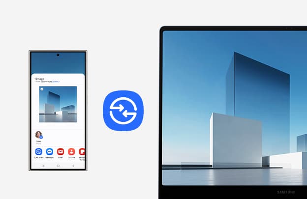 Rask deling og privat deling på Galaxy Book4 Edge