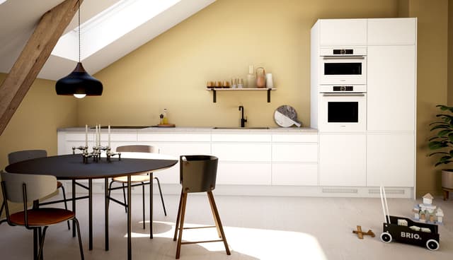 Epoq Integra white-kjøkken med Terrazzo laminatplate