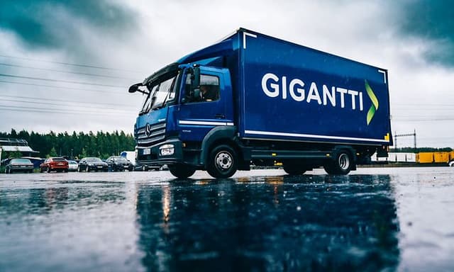 Gigantti rekka sateessa